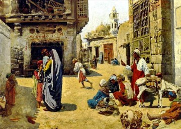 カイロのストリートシーン アルフォンス・レオポルド・ミーリッヒ オリエンタリストのシーン Oil Paintings